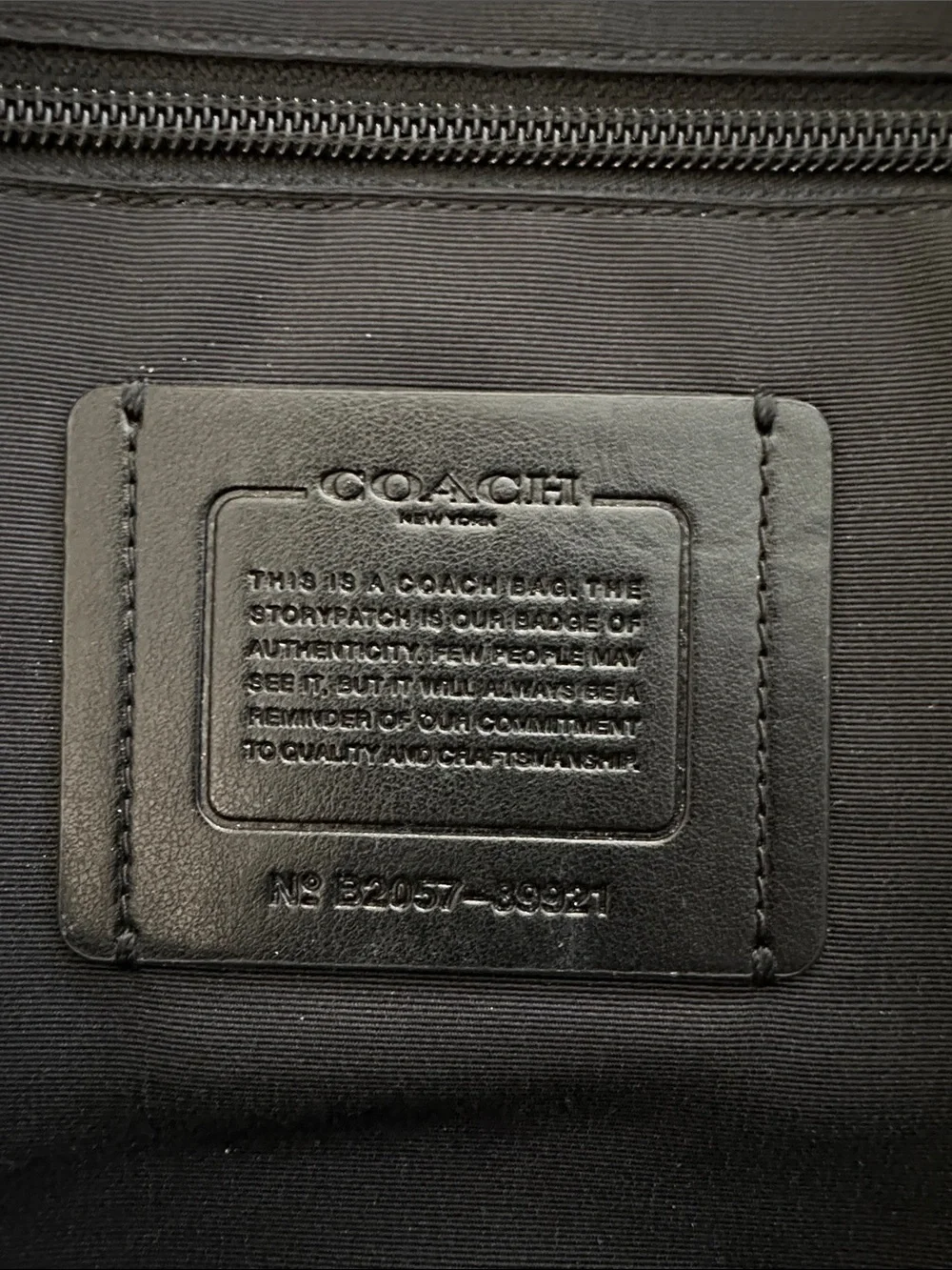 Coach Black Leather Men's Backpack with Embossed Logo